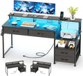 53" Computer Desk with 4 Drawers & Power Outlets, Reversible Home Office Desk by MUTUN