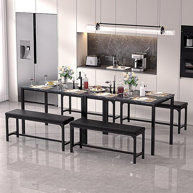 VECELO 3-Piece 63" Extendable Kitchen Table - Image 5