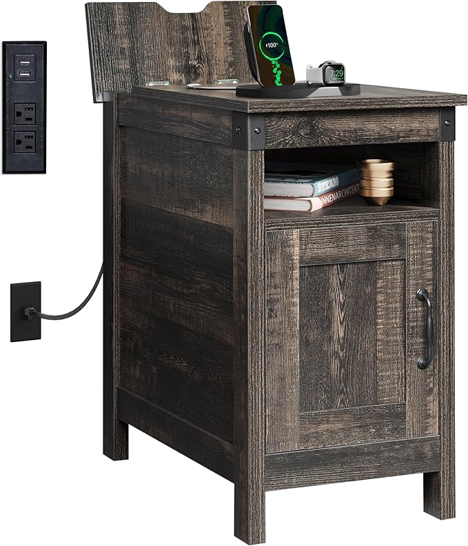 WLIVE End Table with Charging Station, Side Table with USB Ports and Outlets by WLIVE