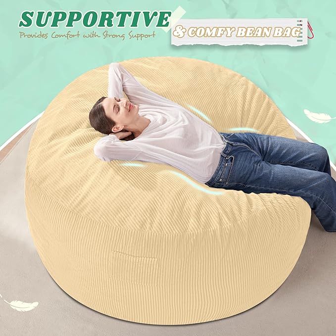 HABUTWAY 4FT Bean Bag Chair, Giant Bean Bag Chairs - Image 5