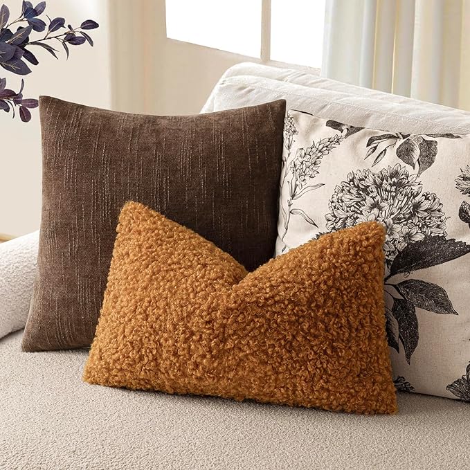 Foindtower Set of 2 Curly Teddy Wool Pillow Covers Decorative Boucle Textured - Image 5