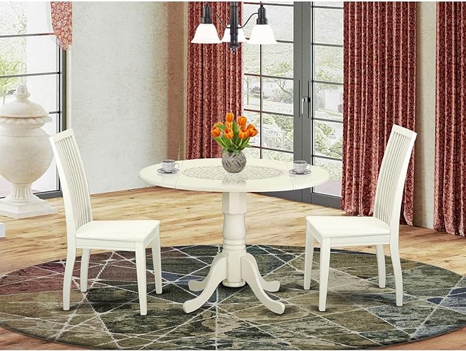 East West Furniture DLIP3-LWH-W 3 Piece Kitchen Table Set - Image 6