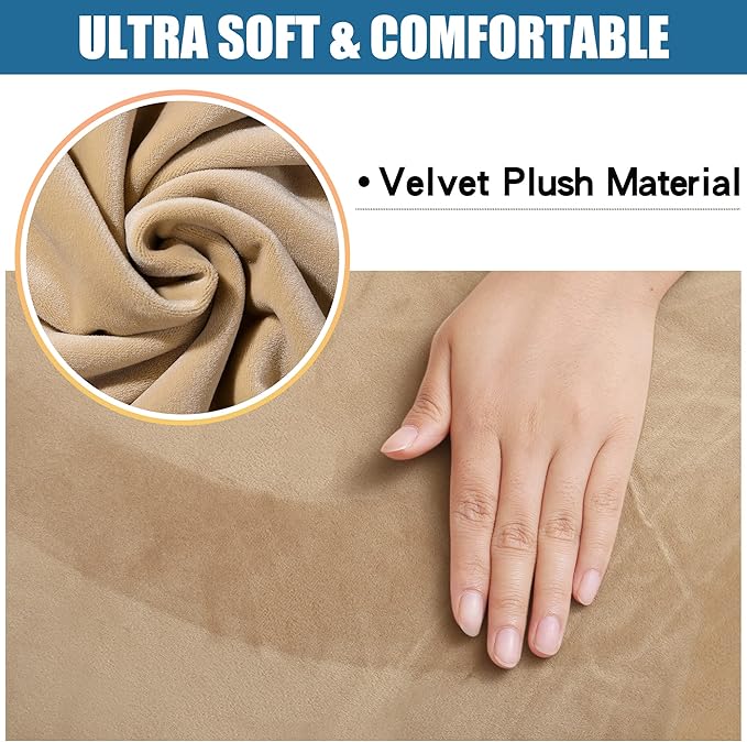 Smiry Velvet Seat Covers for Dining Room Chair Set of 4, Stretch Fit Removable - Image 2