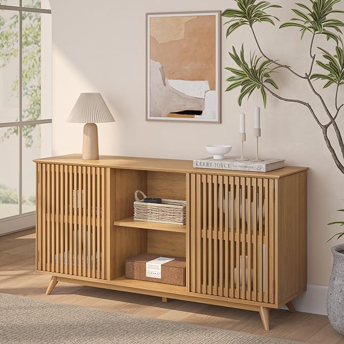 Plank+Beam Mid-Century Modern Wood TV Stand, Solid Wood Entertainment Console by PlankBeam