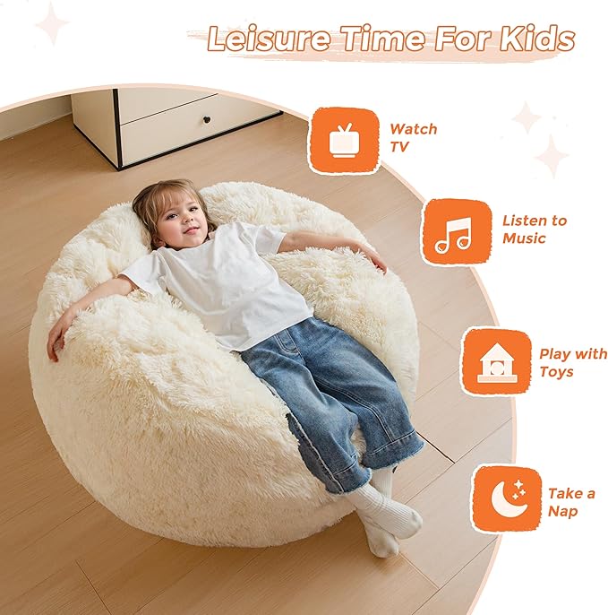MAXYOYO Kids Bean Bag Chair, Stuffed Faux Fur Bean Bag - Image 4
