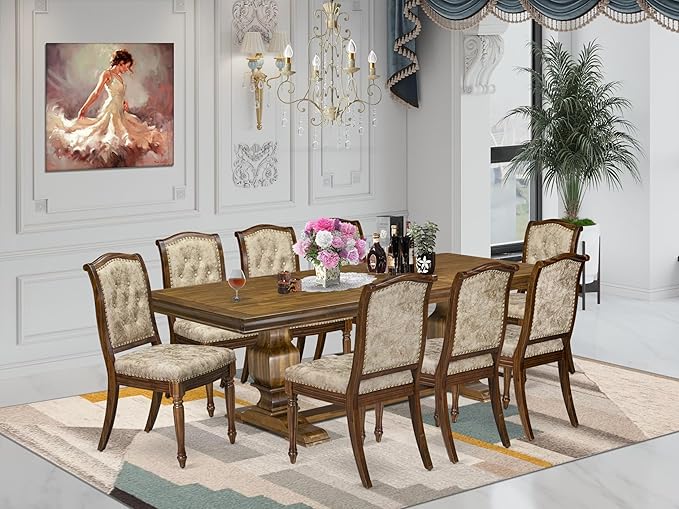 LKMA9-AWA-36 9 Pieces Dining Table Set Includes a Rectangular Dining Table and by LuxebyEastWestFurniture