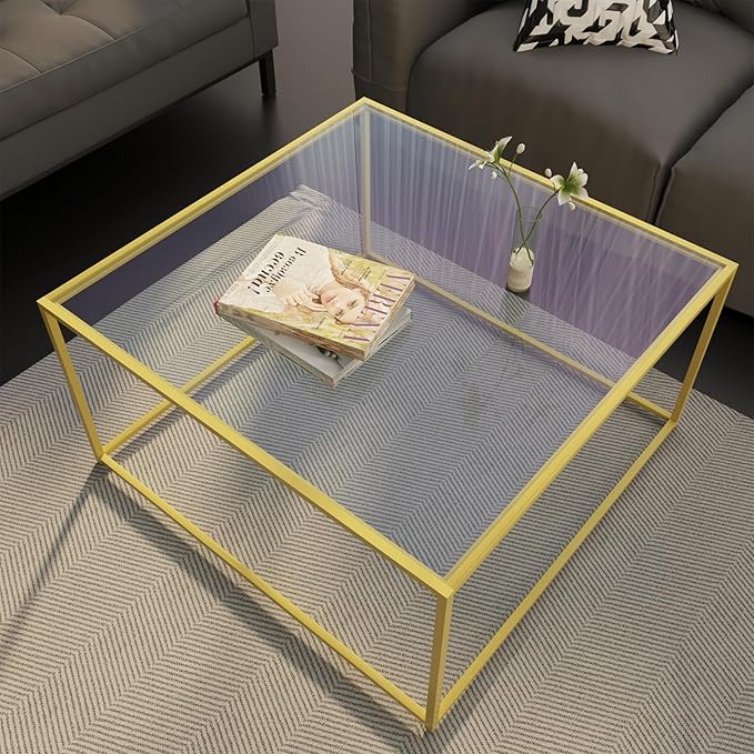 Glass Coffee Table Modern Center Table, Minimalist Coffee Table Sofa Side Tea by Easy+Paws