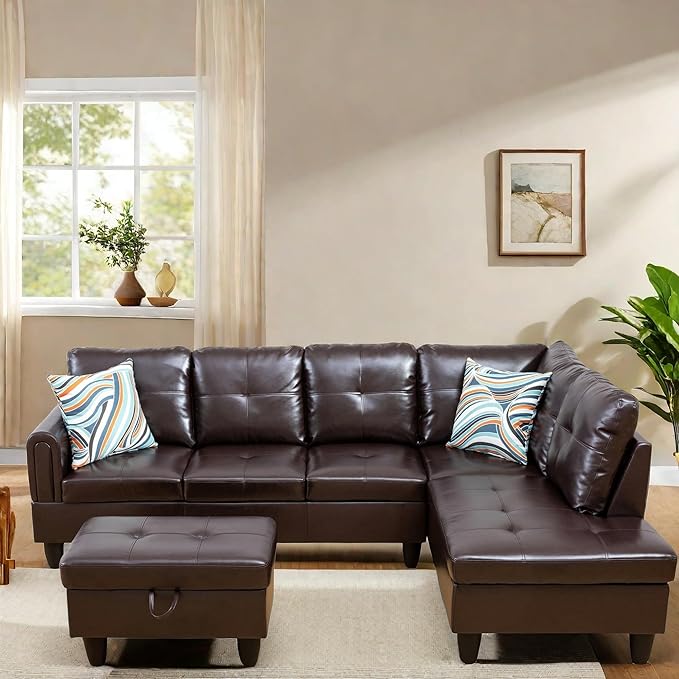 L Shaped Sectional Couch with Otttoman, Apartments by FONTOI