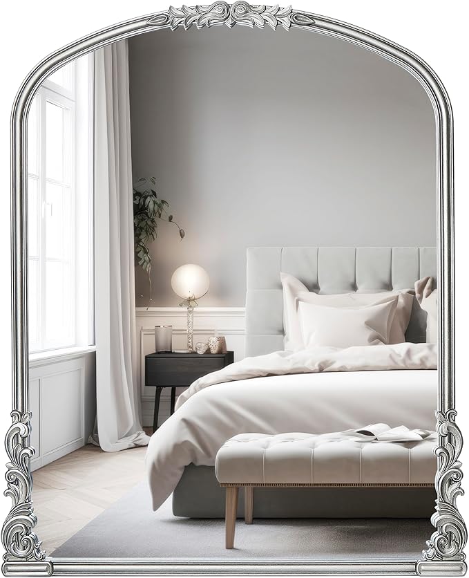 English Estate Carved Arch Wood Wall Mirror, Mirror by WyldeIris