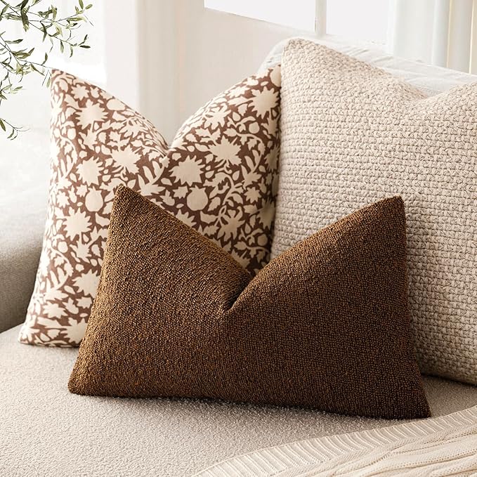 Foindtower Pack of 2 Textured Boucle Throw Pillow Covers Accent Solid - Image 5