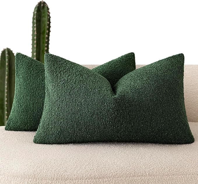 Foindtower Pack of 2 Textured Boucle Throw Pillow Covers Accent Solid by Foindtower