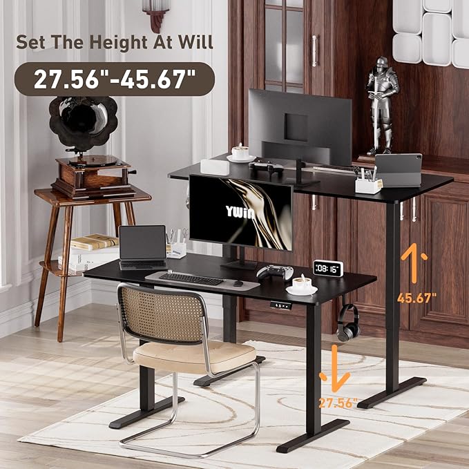 Ywin Electric Height Adjustable Standing Desk, 55 x 24 inches, Ergonomic Stand - Image 4