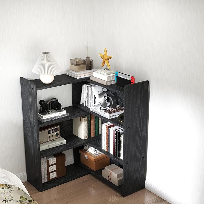 Open Shelf Low Bookcase, Wooden 4-Tier Floor Standing Expandable 25-47 inch - Image 4