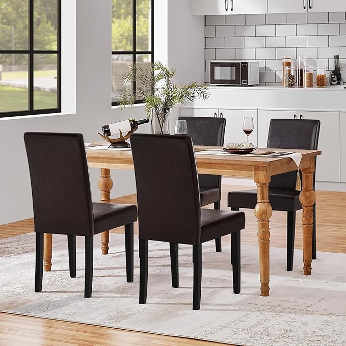 Yaheetech Dining Chairs Set of 4 PU Leather Dining Room Chairs - Image 2