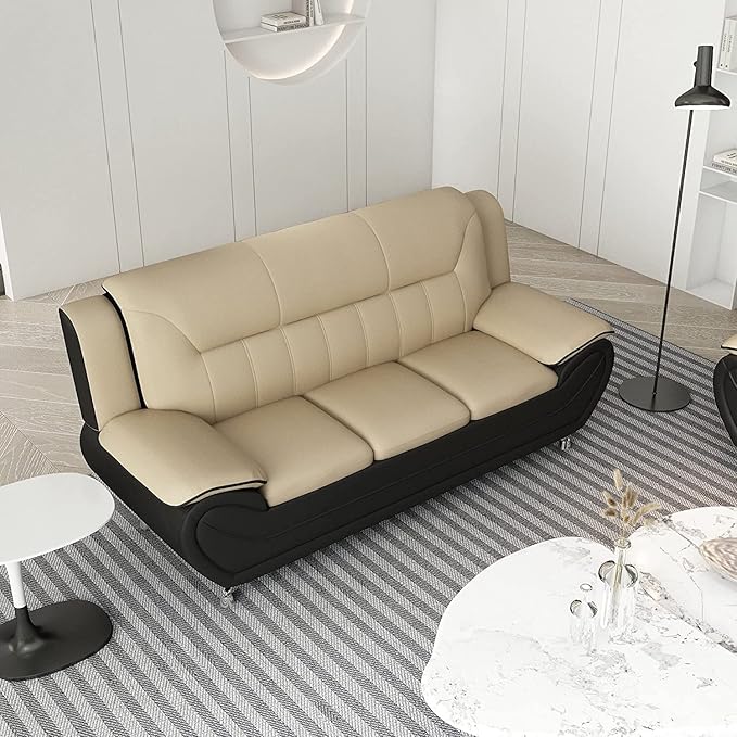 Container Furniture Direct Michael Sofa and Loveseat, Camel/Black - Image 3