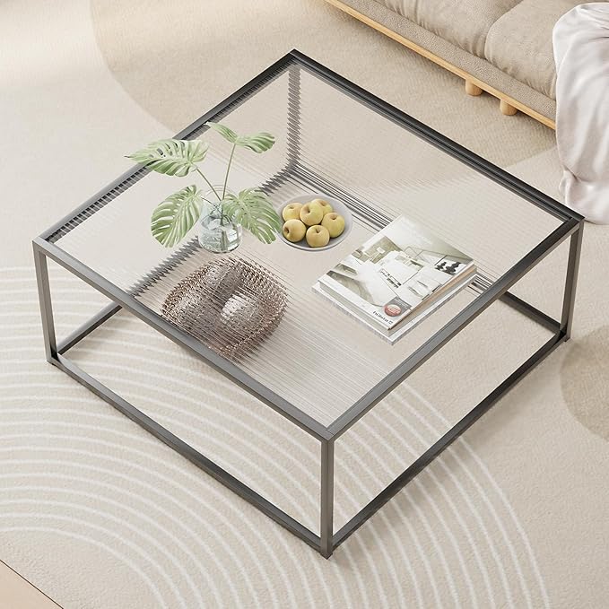 Glass Coffee Table Modern Center Table, Minimalist Coffee Table Sofa Side Tea by Easy+Paws