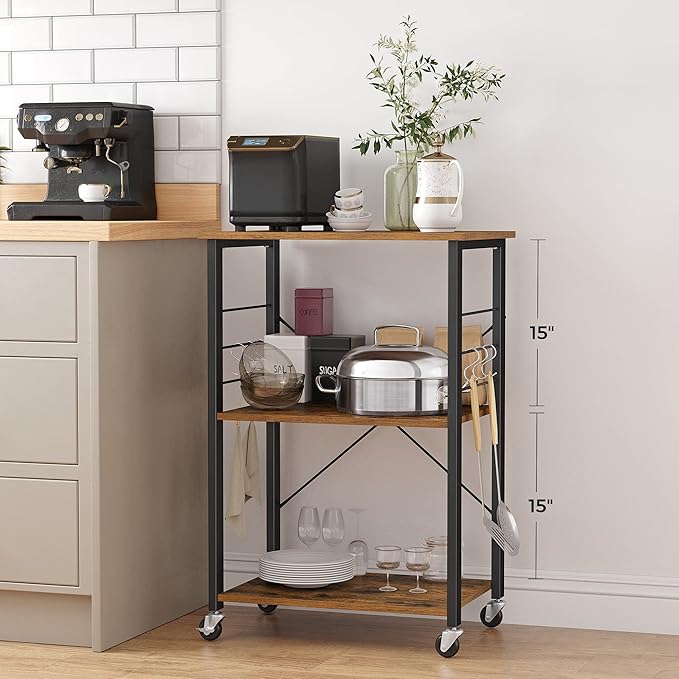 VASAGLE Kitchen Shelf on Wheels, Serving Cart - Image 3