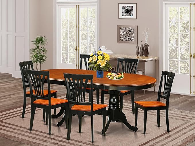 East West Furniture PLAV7-BCH-W 7 Piece Dining Room Furniture Set Consist of an - Image 2