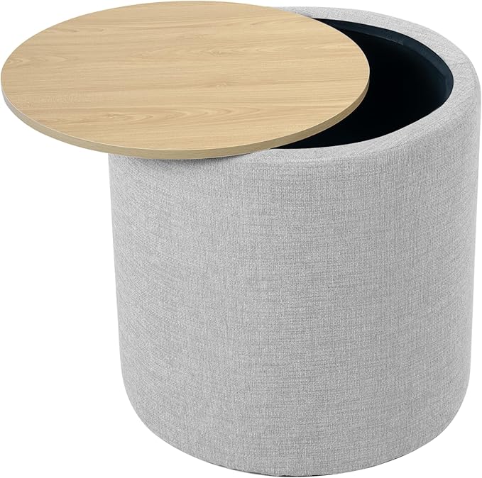 HomePop Storage Ottoman with Wood Top - Image 9