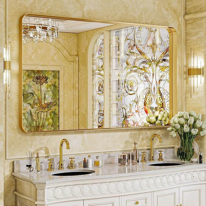 Large Bathroom Mirror 30x56 inch, Gorgeous Deep Frame Wall Vanity Mirror by VooBang