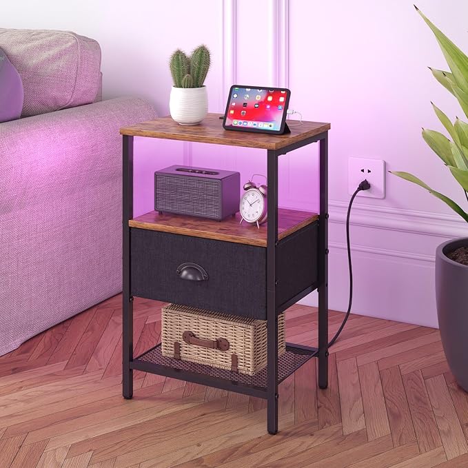 Sthmec Nightstands Set of 2, LED Bedside Tables - Image 2