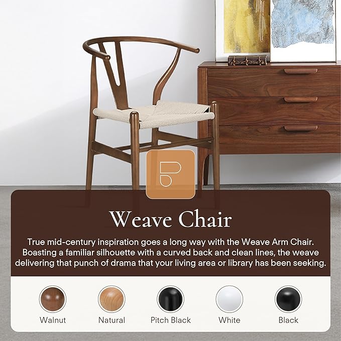 POLY & BARK Weave Dining Chair – Mid-Century Modern Wishbone Dining Chair - Image 4