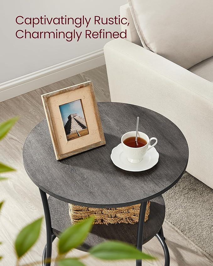 VASAGLE Side Table, 2-Tier Round End Table, Nightstand - Image 4