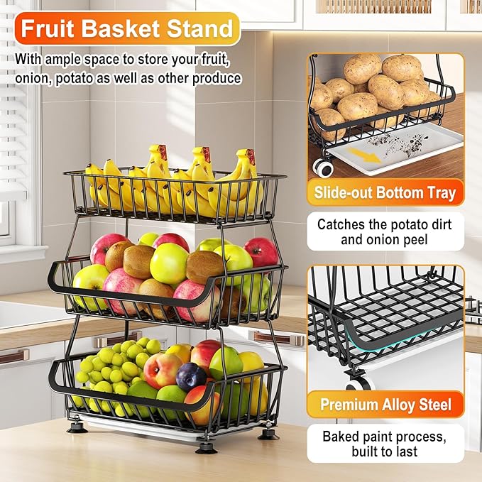 3-Tier Rolling Pantry Cart - Image 6