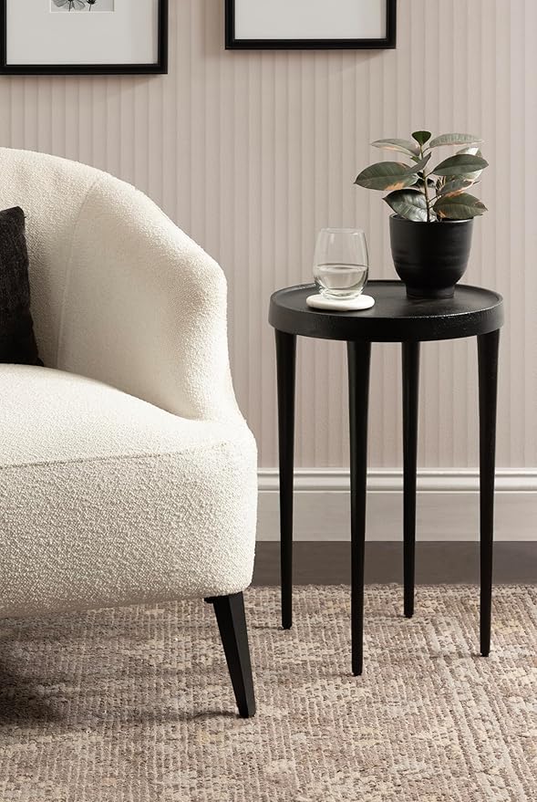 Kate and Laurel Rava Modern Metal Round Side Table, Cast Aluminum Accent Table - Image 2
