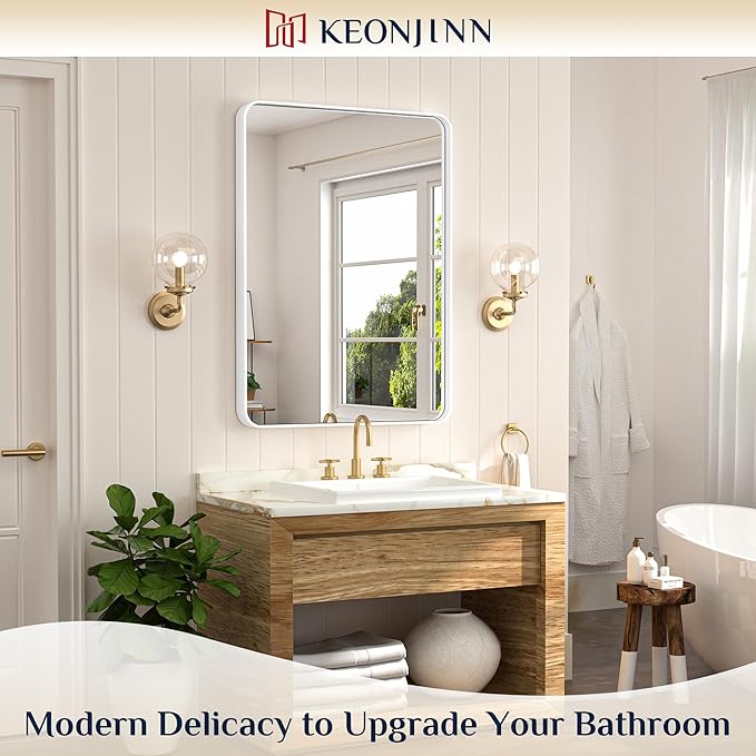 Keonjinn White Bathroom Vanity Mirror - Image 2