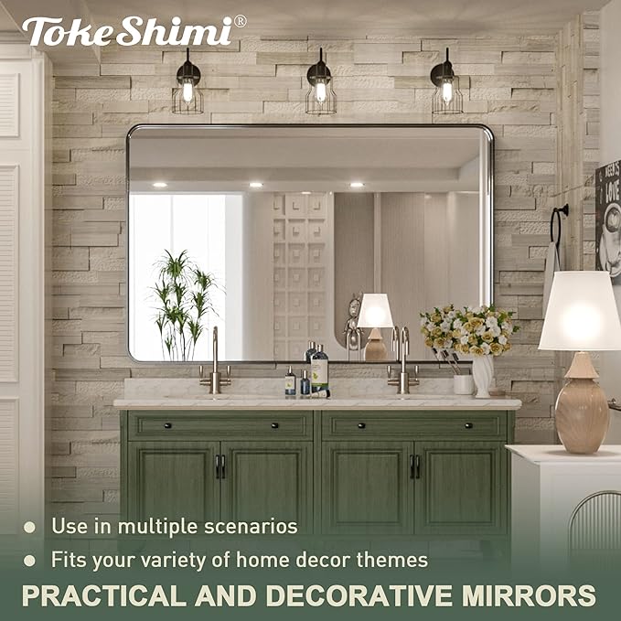 TokeShimi 48 x 36 Inch Black Bathroom Vanity Mirror - Image 2