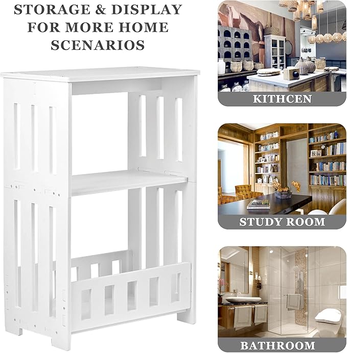 3-Tier End Table Night Stand Set of 2, Small Bookshelf Bedside Table - Image 7