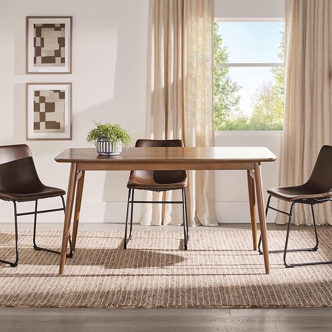 Walker Edison Mid-Century Modern Solid Wood Tapered-Leg Dining Table, 59 Inch - Image 8