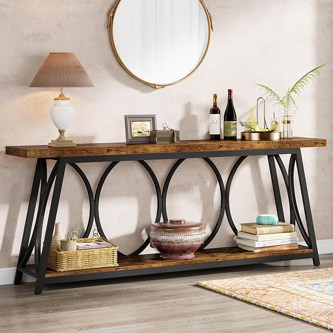 Tribesigns 70.9 inch Extra Long Console Table, Industrial Sofa Table Behind by Tribesigns