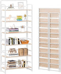 4NM No-Assembly 6 Tiers Folding Bookshelf Storage Shelves Vintage Bookcase by 4NM