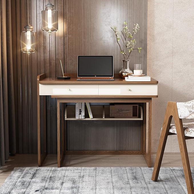 Lartis Extendable to 70" Solid Wood Desk, Storage Study Table - Image 7