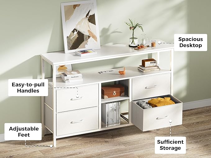 Huuger TV Stand Dresser with Power Outlets and LED Lights, 4 Drawers - Image 8