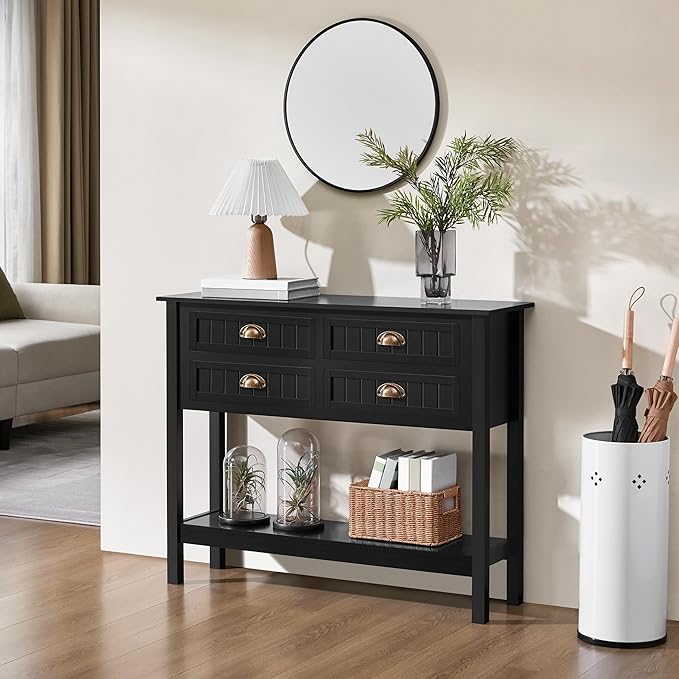 Yaheetech Console Table with 4 Drawers, Sofa Side Table with Bottom Open - Image 10