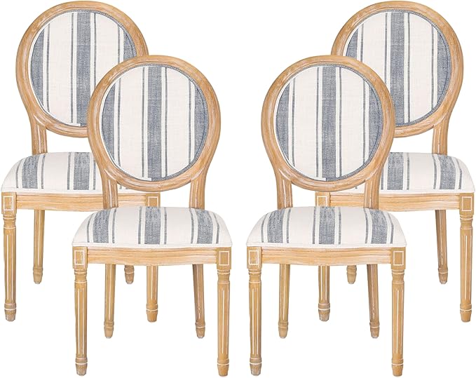 Christopher Knight Home Phinnaeus Dining Chair Set, Dark Blue Stripes + Light by ChristopherKnightHome