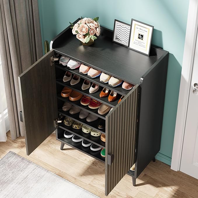 Tribesigns Shoe Cabinet with Doors, 7-Tier Shoe Storage Cabinet with Adjustable - Image 5