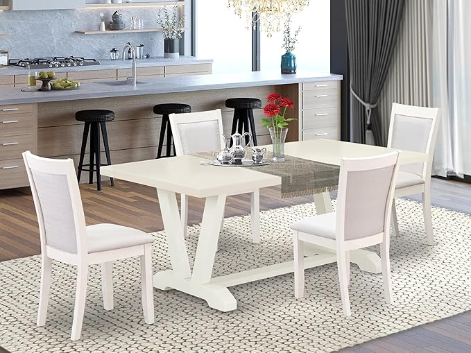 East West Furniture V027MZ001-5 5 Piece Dining Room Furniture Set Includes a - Image 2