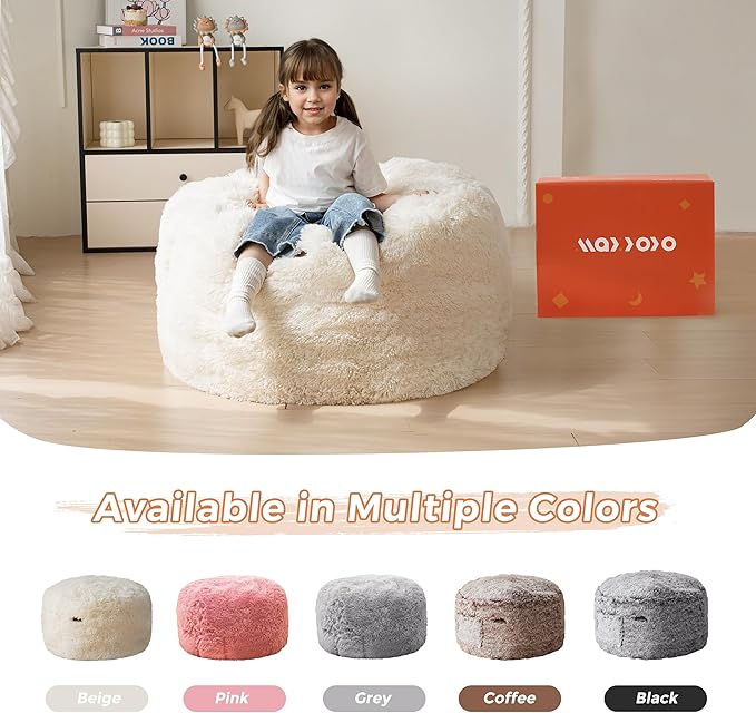 MAXYOYO Kids Bean Bag Chair, Stuffed Faux Fur Bean Bag - Image 6