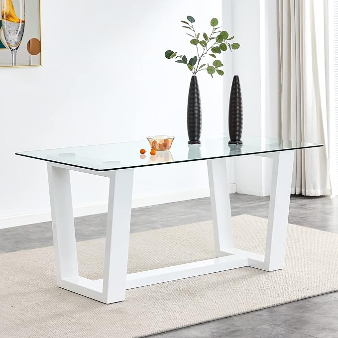 63" Modern Glass Dining Table by Unknown