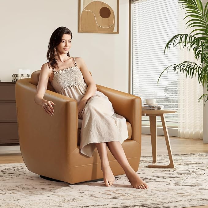 COLAMY 360° Swivel Accent Chair- Comfy Living Room Armchair No-Sag Foam & - Image 7