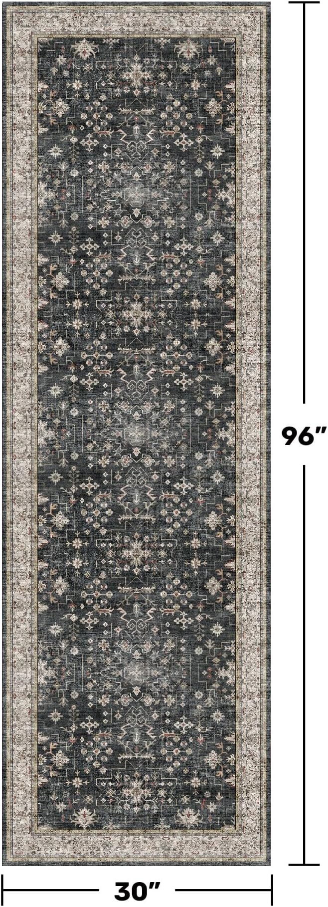 Black Washable Long Runners for Hallways, Entryway Indoor Rug, Non Slip Rubber - Image 2