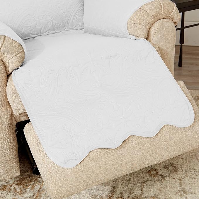 Great Bay Home Medallion Stitched Solid Furniture Protector Stain Resistant - Image 2