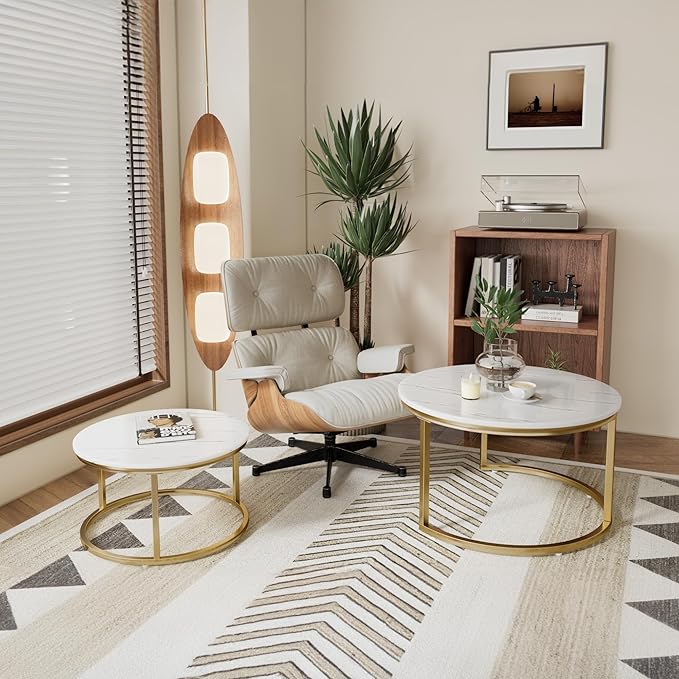 Nesting Tables Set of 2, 31.5" Round Coffee Table, Small Nesting Coffee Table - Image 5