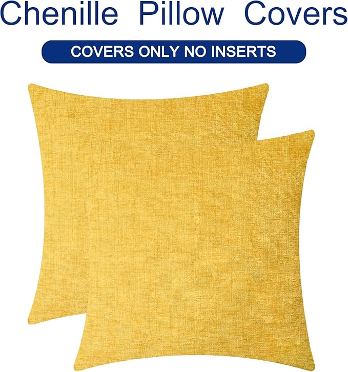 CaliTime Throw Pillow Covers Decorative 24 X 24 Inches Pack of 2 Cozy Chenille - Image 6