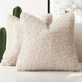 Foindtower 2 Pieces 22x22 Inch Neutral Cream, Faux Fur Throw Pillow Cover by Foindtower