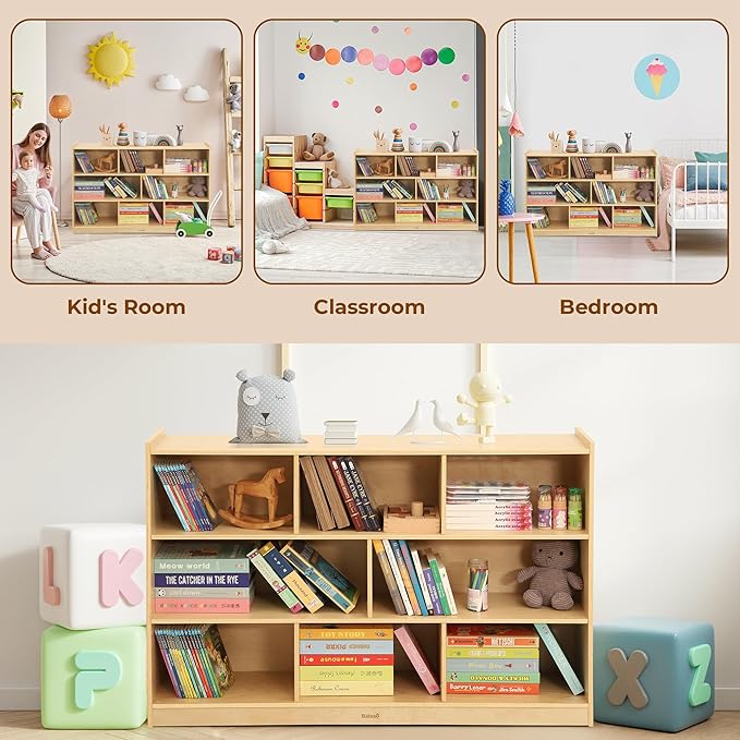 Toy Storage Organizer for Kids Room, Wooden Kids Bookshelf for Classroom - Image 6